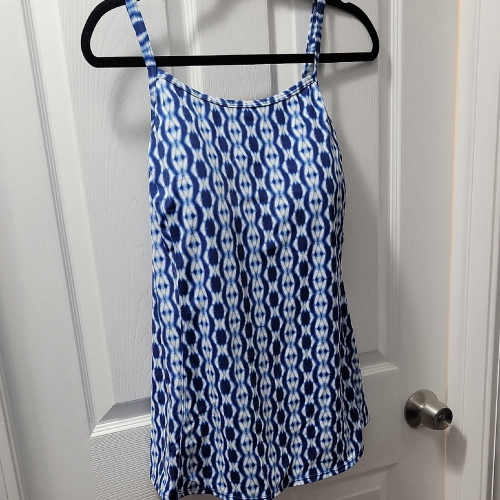 Blue and White Patterned tankini